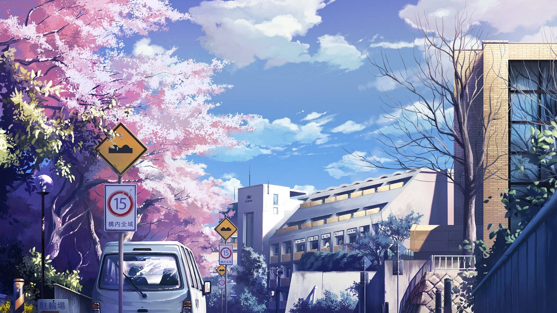 Modern School Aesthetic Anime Art Desktop Wallpaper