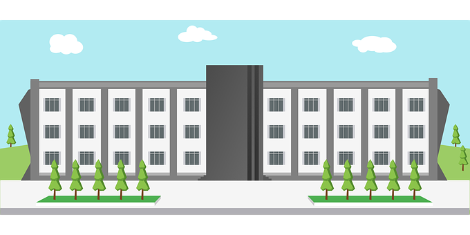 Modern School Building Vector PNG