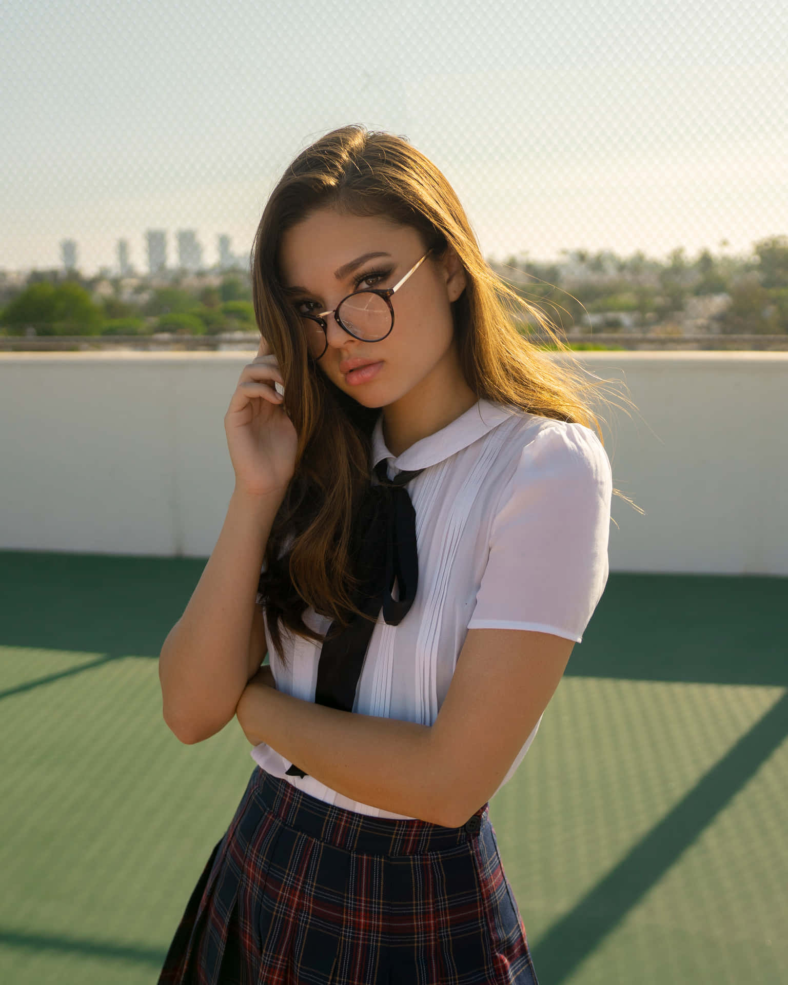 Modern School Girl Glasses Wallpaper