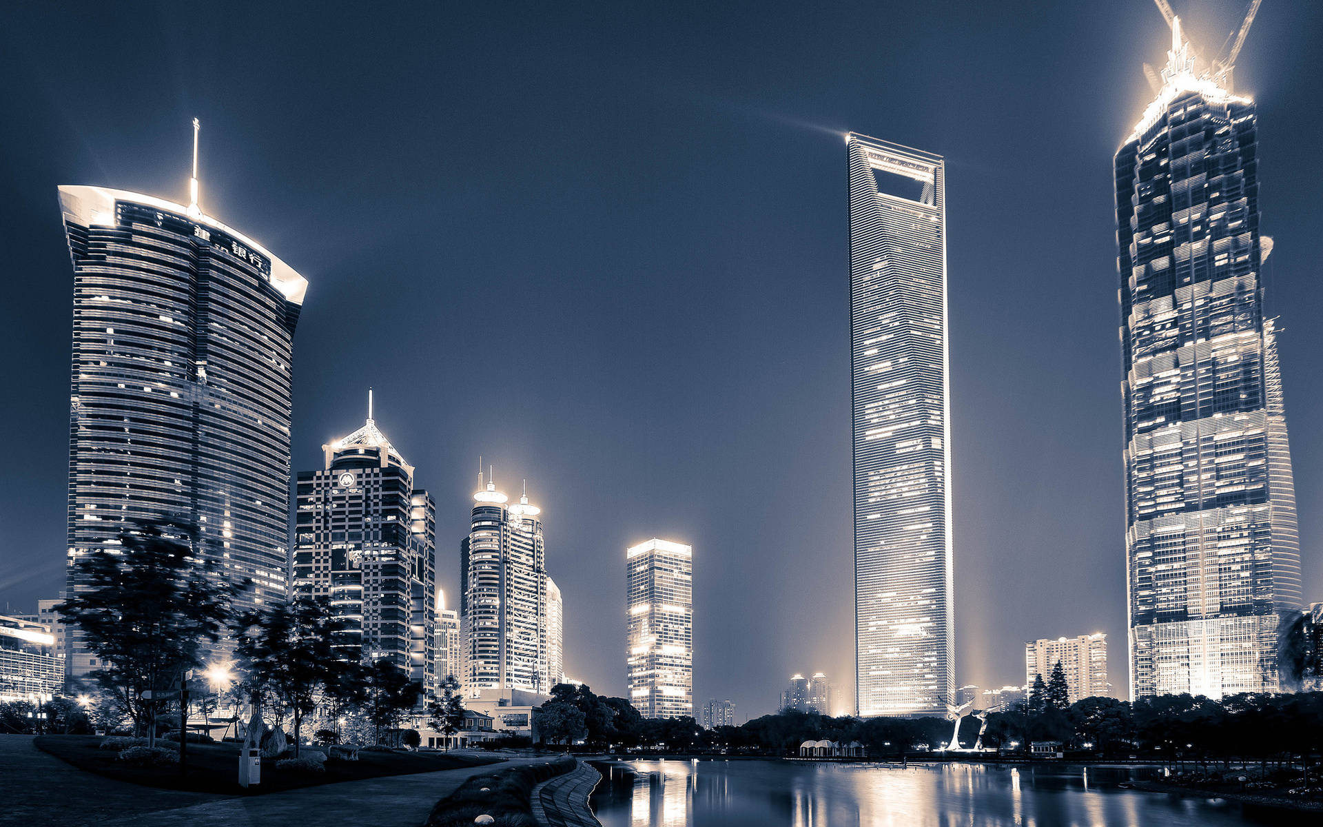 Ciudadmoderna De Shanghai En China. Fondo de pantalla