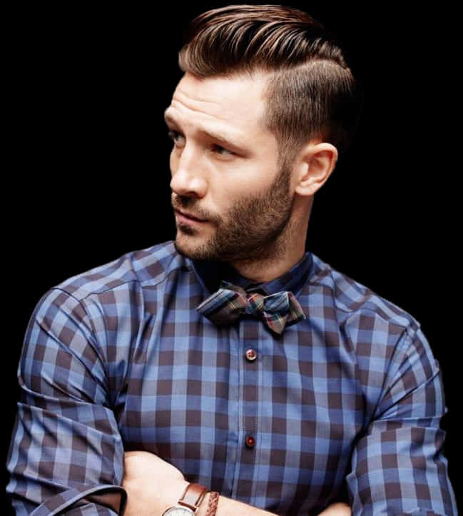 Modern Slicked Back Hairstyle Men PNG