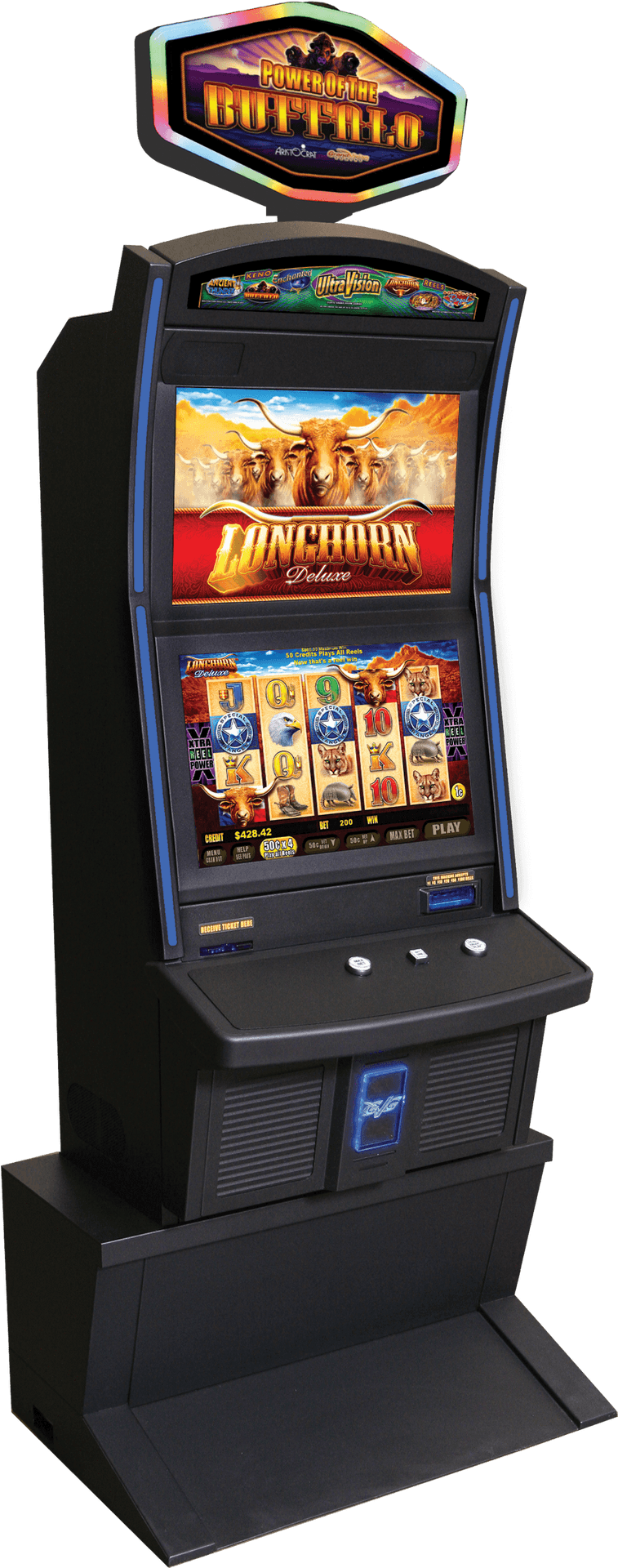 Modern Slot Machine Longhorn Deluxe PNG