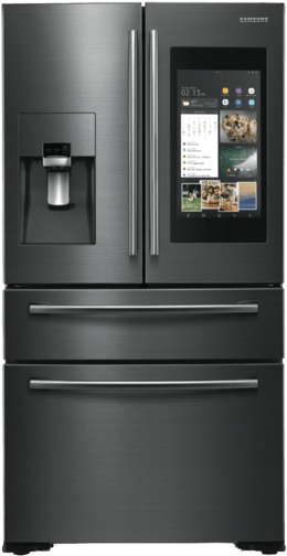 Modern Smart Refrigeratorwith Screenand Water Dispenser PNG