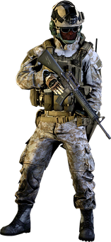 Modern Soldierin Camouflage Gear PNG