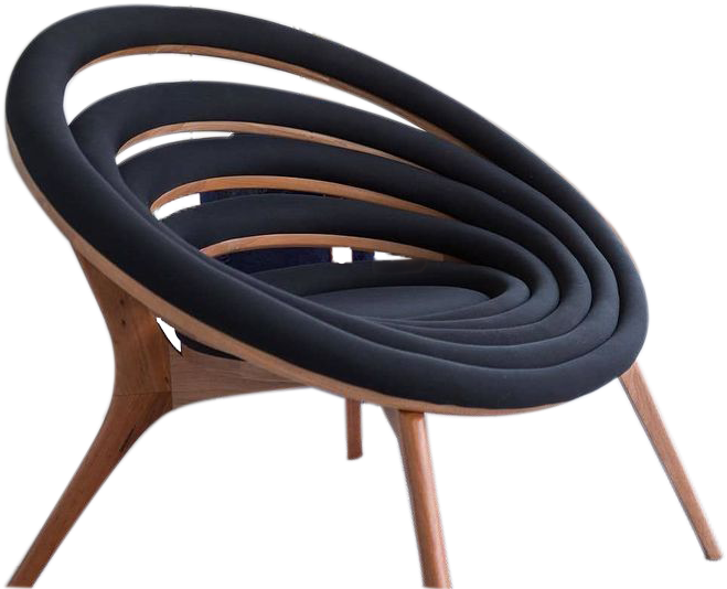 Modern Spiral Wooden Chair Design PNG