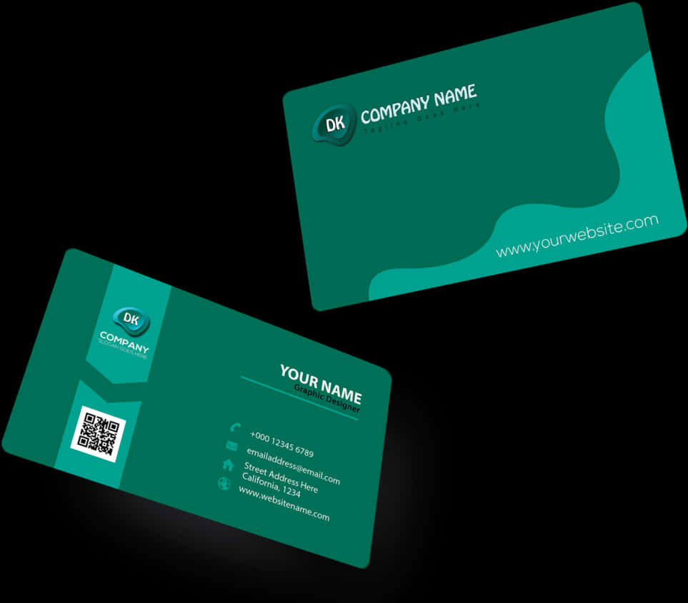 Modern Teal Business Card Design PNG