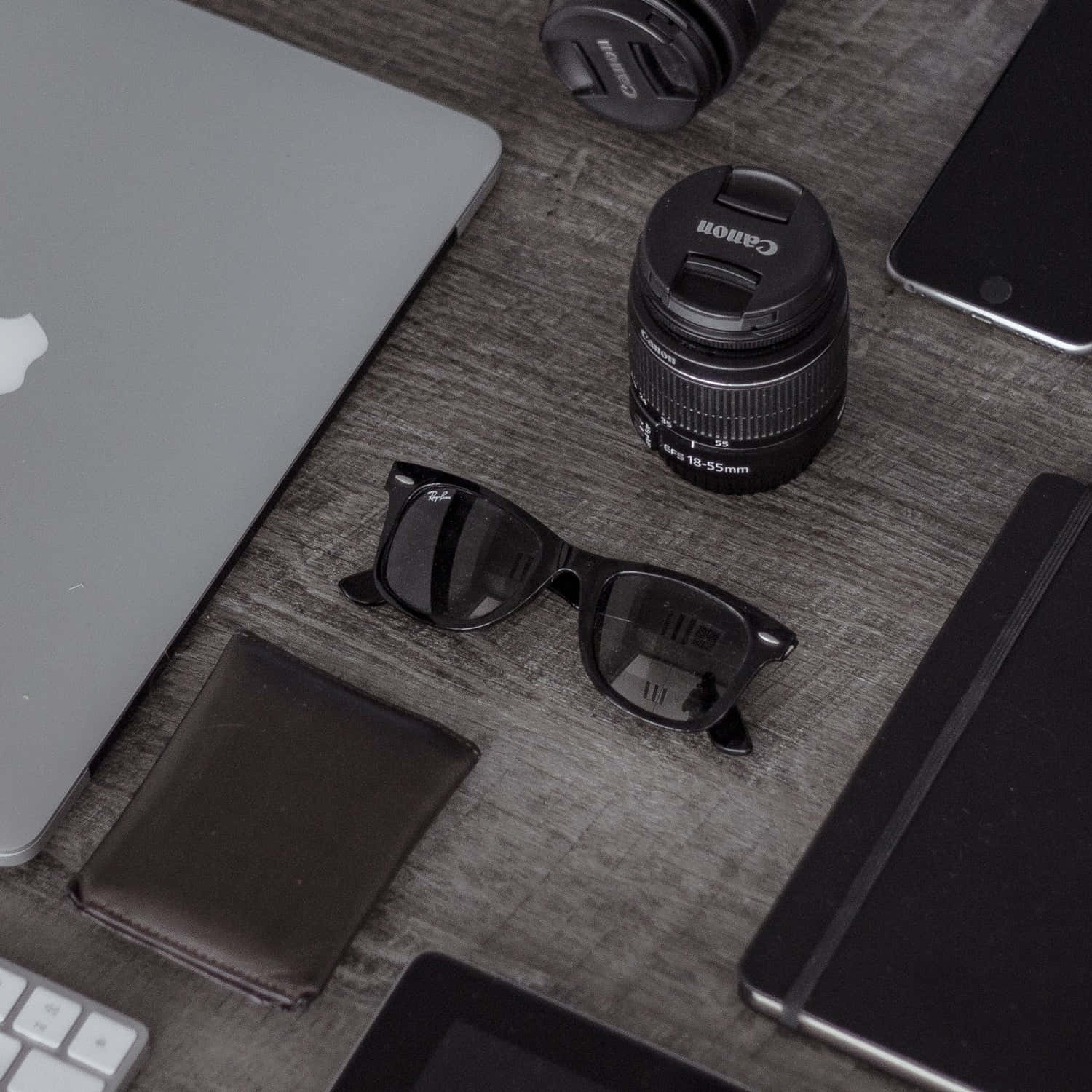 Modern Tech Workspace Accessories Wallpaper