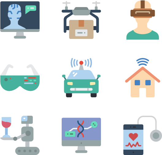 Modern Technology Icons Set PNG