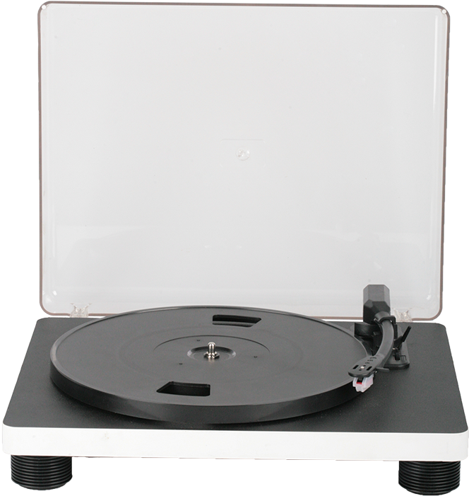 Modern Turntablewith Clear Dust Cover PNG