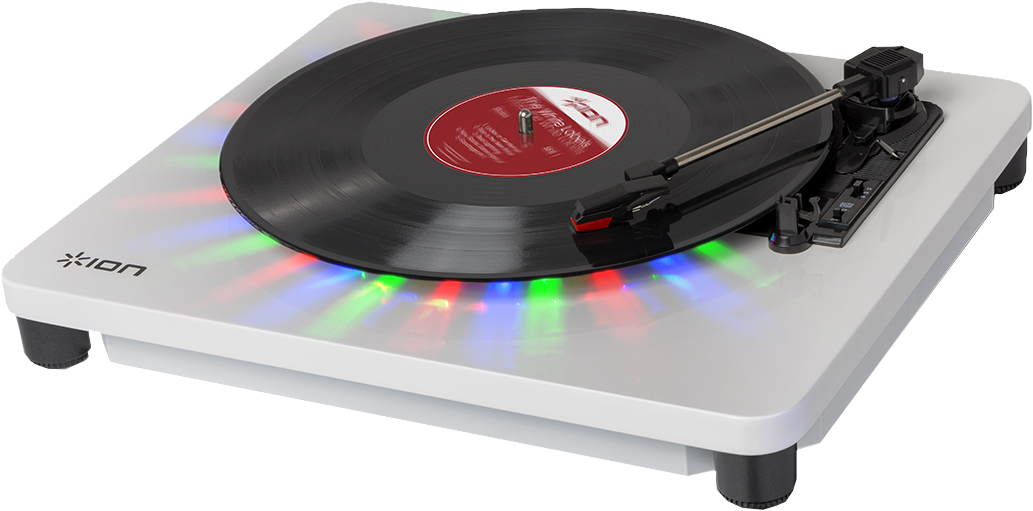 Modern Turntablewith Colorful Lights PNG
