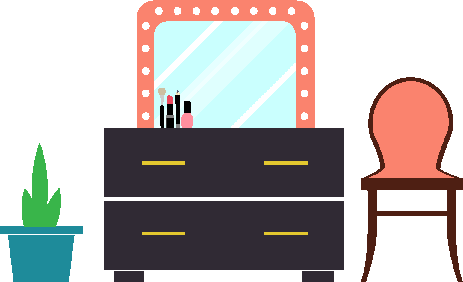 Modern Vanity Setupwith Mirror PNG