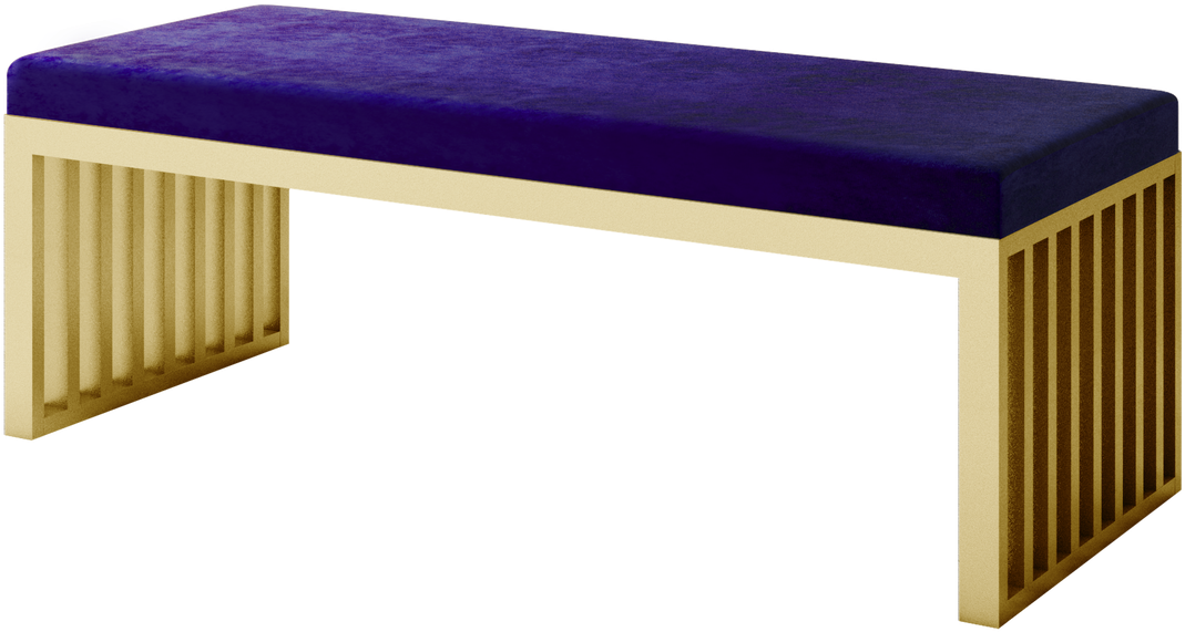 Modern Velvet Gold Base Bench PNG