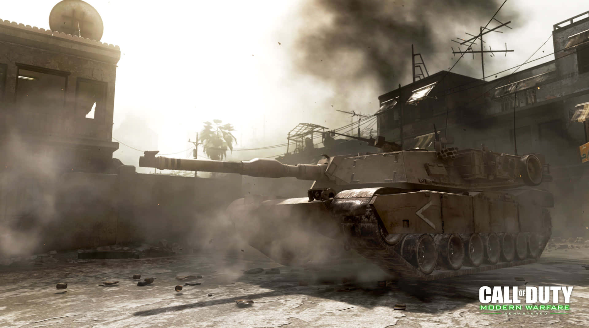 Modern Warfare Tank Battle Scene Wallpaper