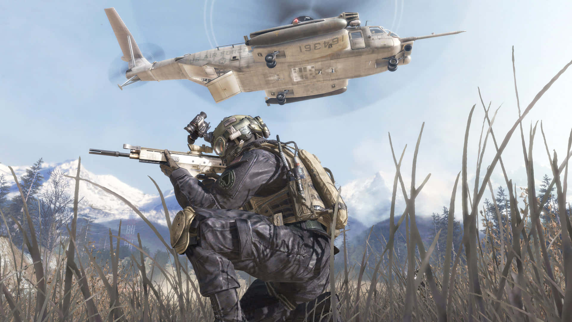 Modern Warfare2 Soldier Helicopter Action Wallpaper