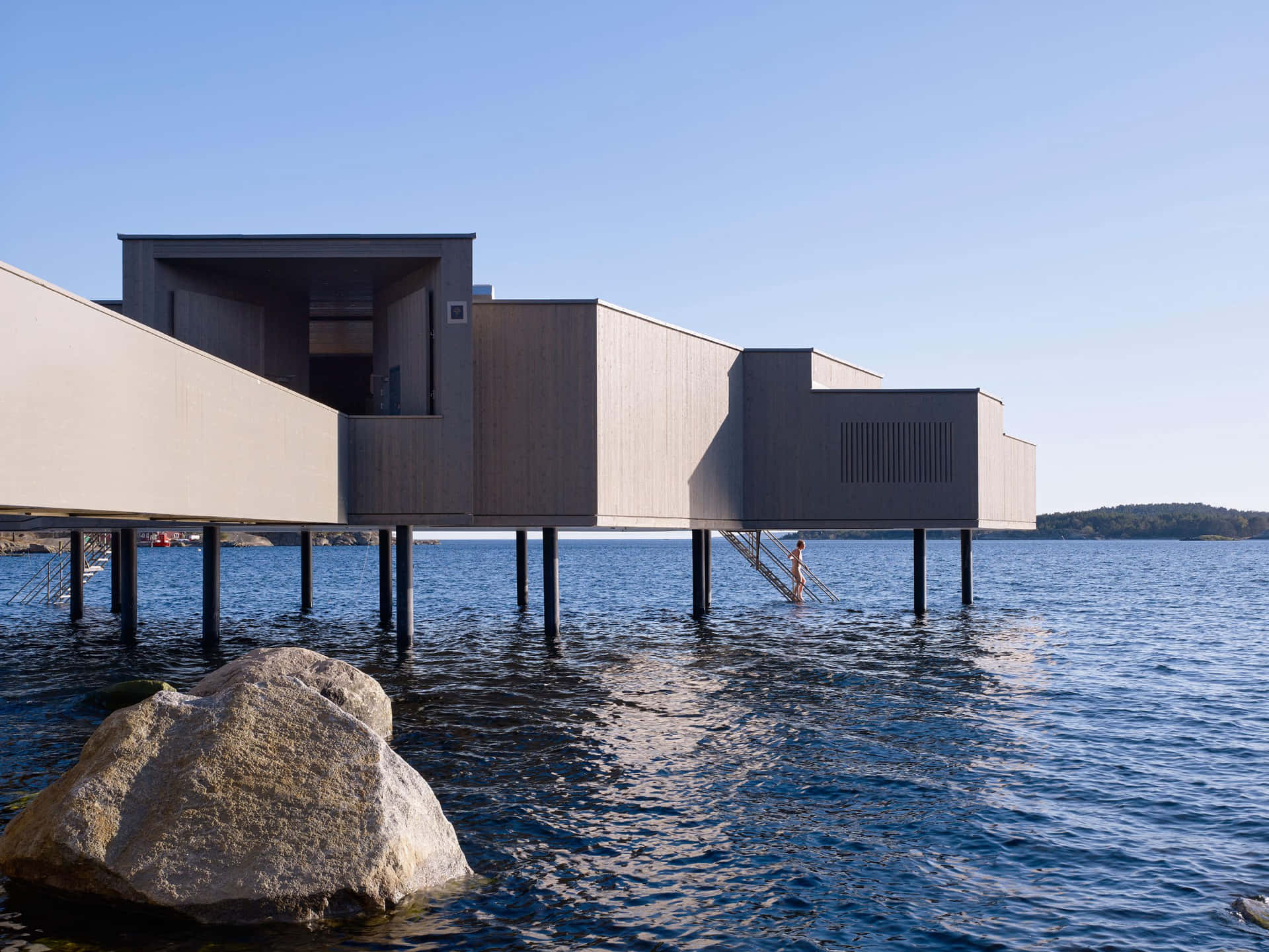 Modern Waterfront Structure Karlshamn Wallpaper