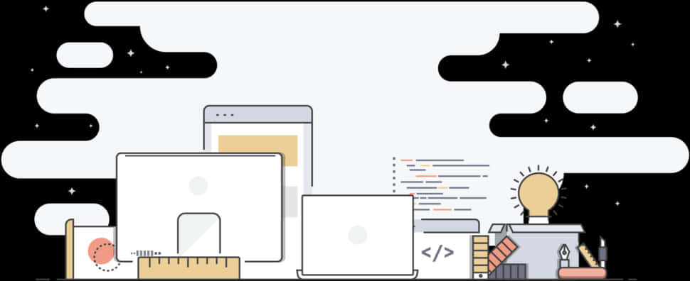 Modern Web Development Workspace Illustration PNG