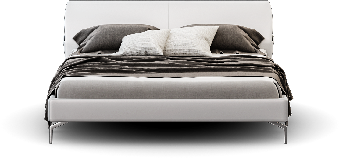 Modern White Bed Design PNG