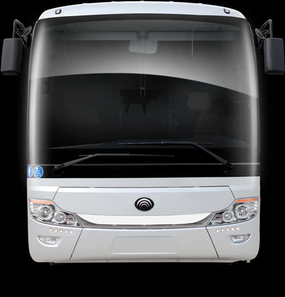 Modern White Bus Front View PNG