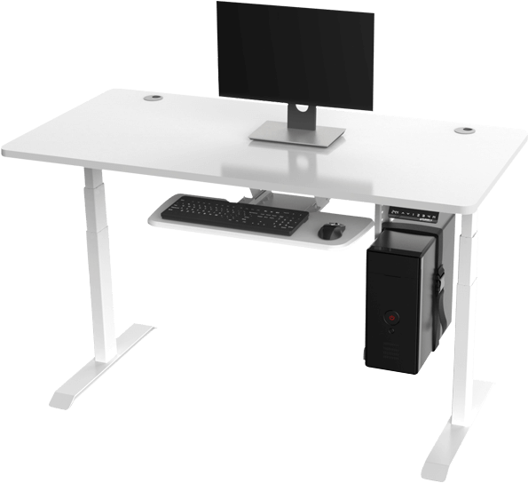 Modern White Computer Desk Setup PNG