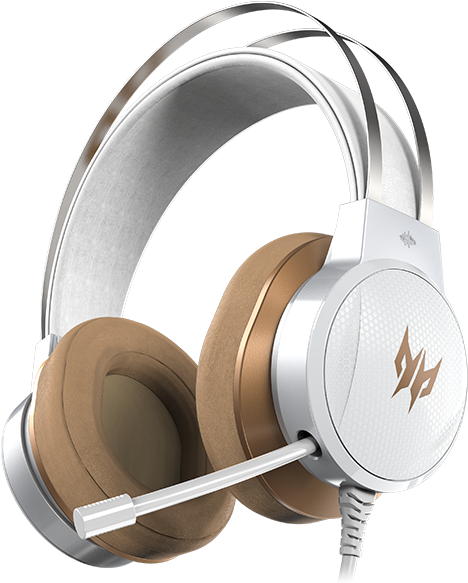 Modern White Gaming Headset PNG