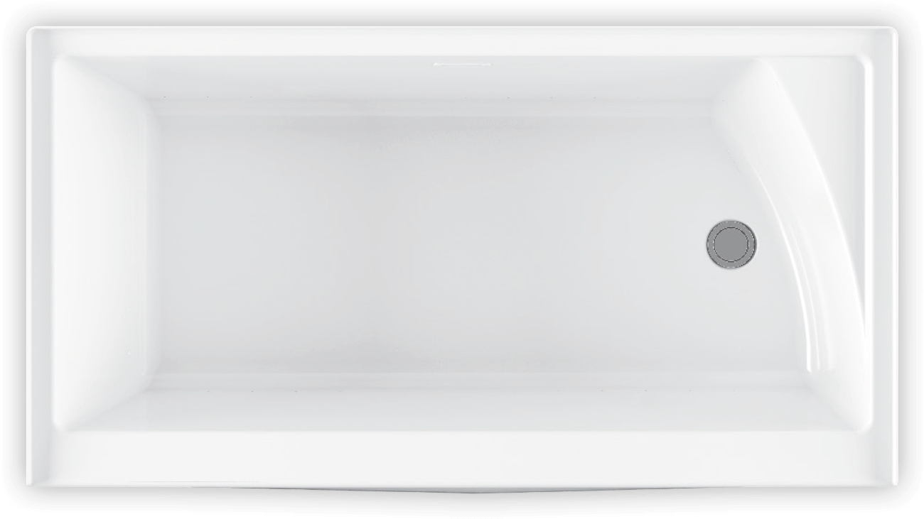 Modern White Rectangular Bathtub Top View PNG