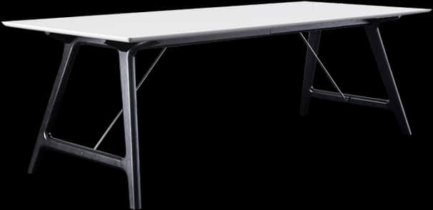 Modern White Table Black Legs PNG