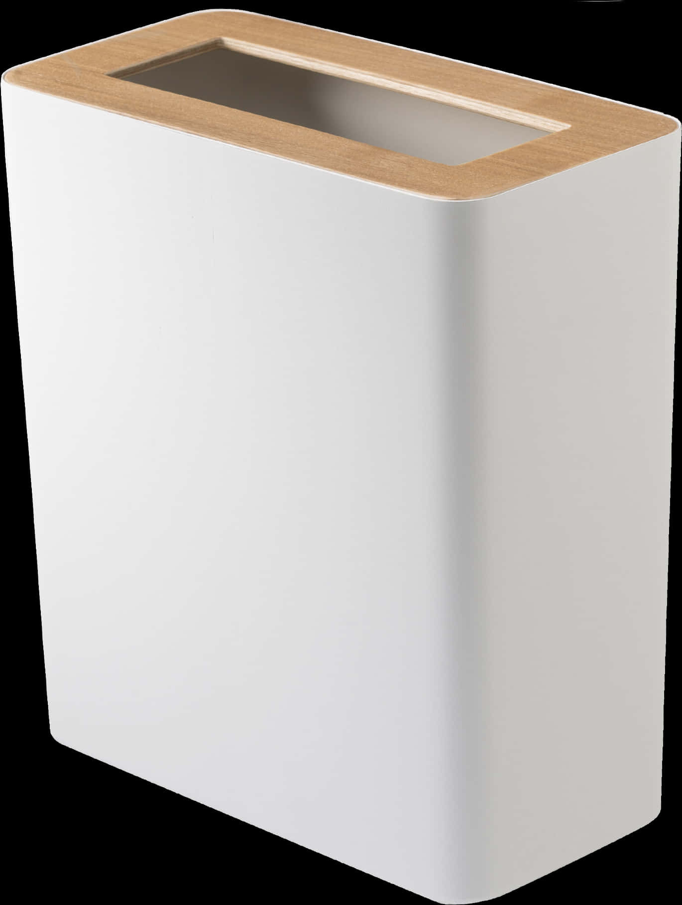 Modern White Trash Canwith Wooden Lid PNG