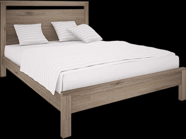Modern Wooden Bed Design PNG