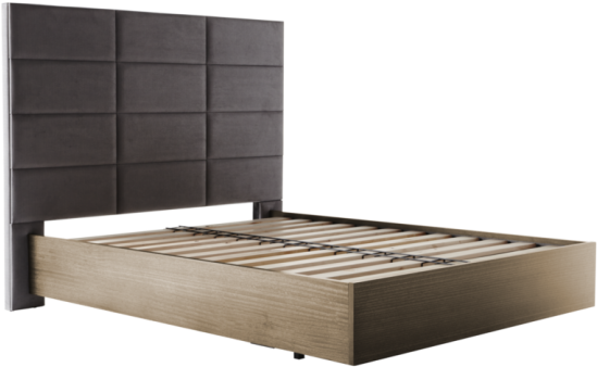 Modern Wooden Bed Framewith Upholstered Headboard PNG