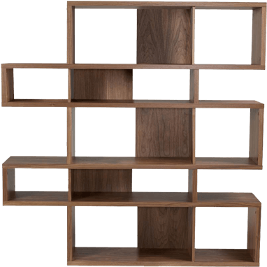 Modern Wooden Bookshelf Design PNG
