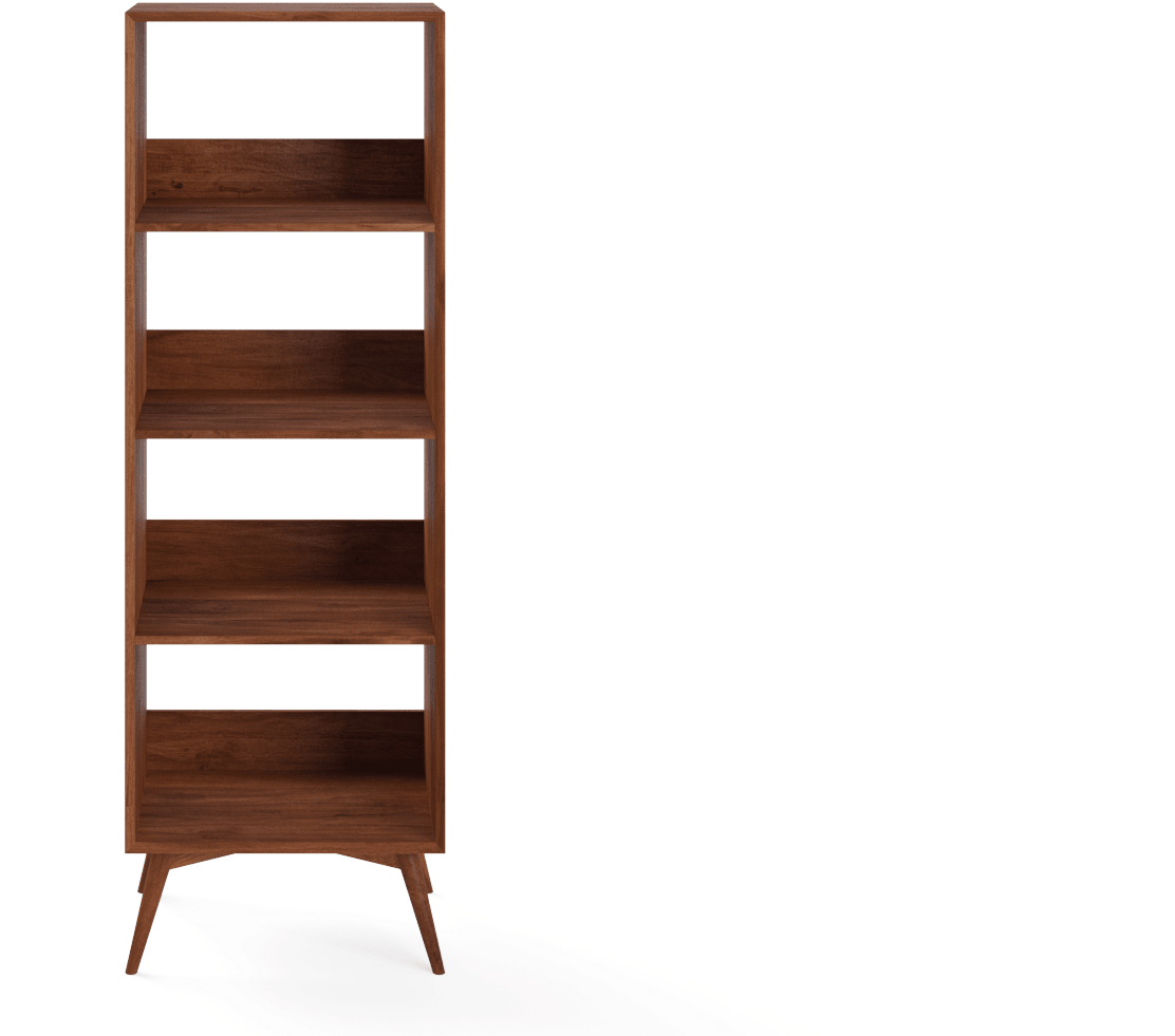 Modern Wooden Bookshelf Mid Century Design PNG