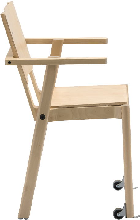 Modern Wooden Chairwith Casters PNG
