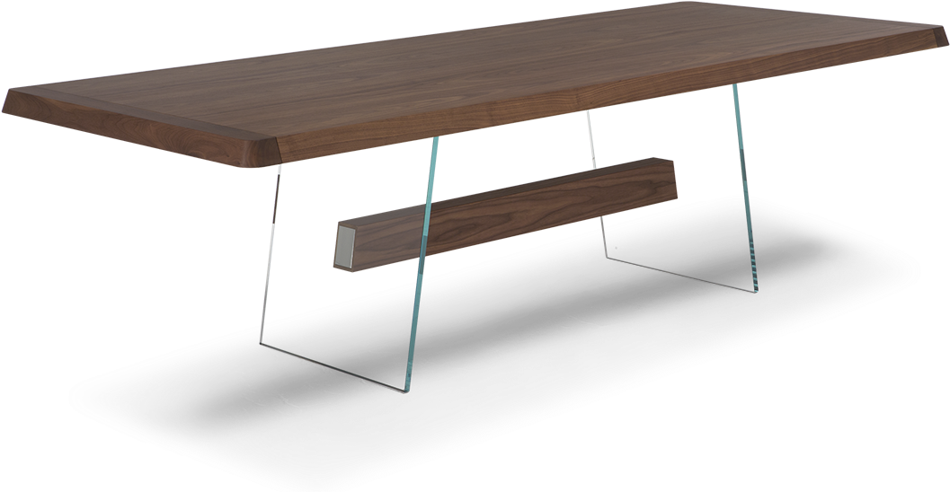 Modern Wooden Dining Tablewith Glass Legs.png PNG