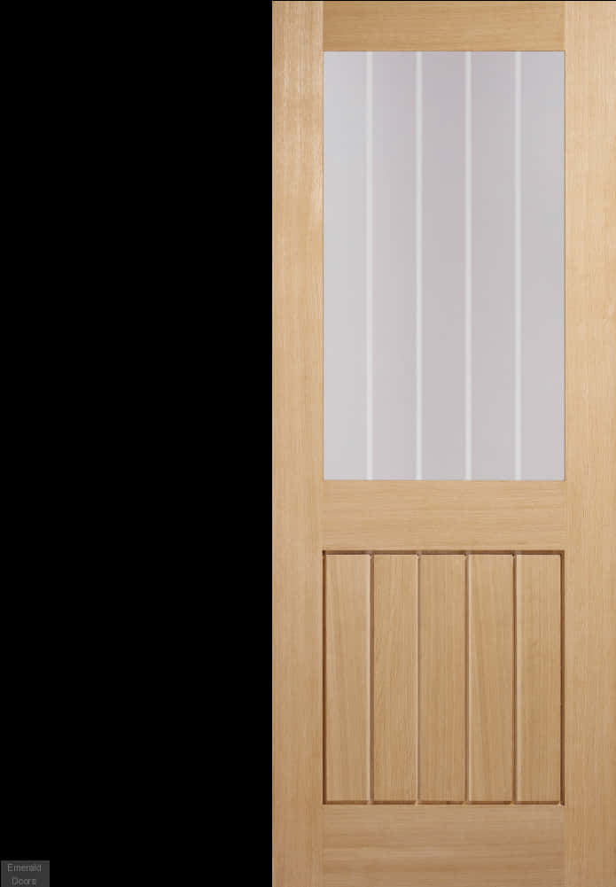 Modern Wooden Doorwith Glass Panel PNG