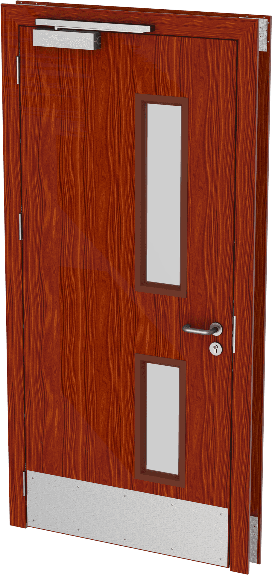 Modern Wooden Doorwith Glass Panels PNG