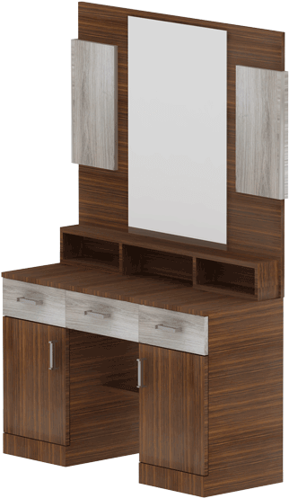 Modern Wooden Dressing Tablewith Mirror PNG