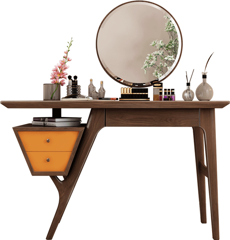 Modern Wooden Dressing Tablewith Mirror PNG