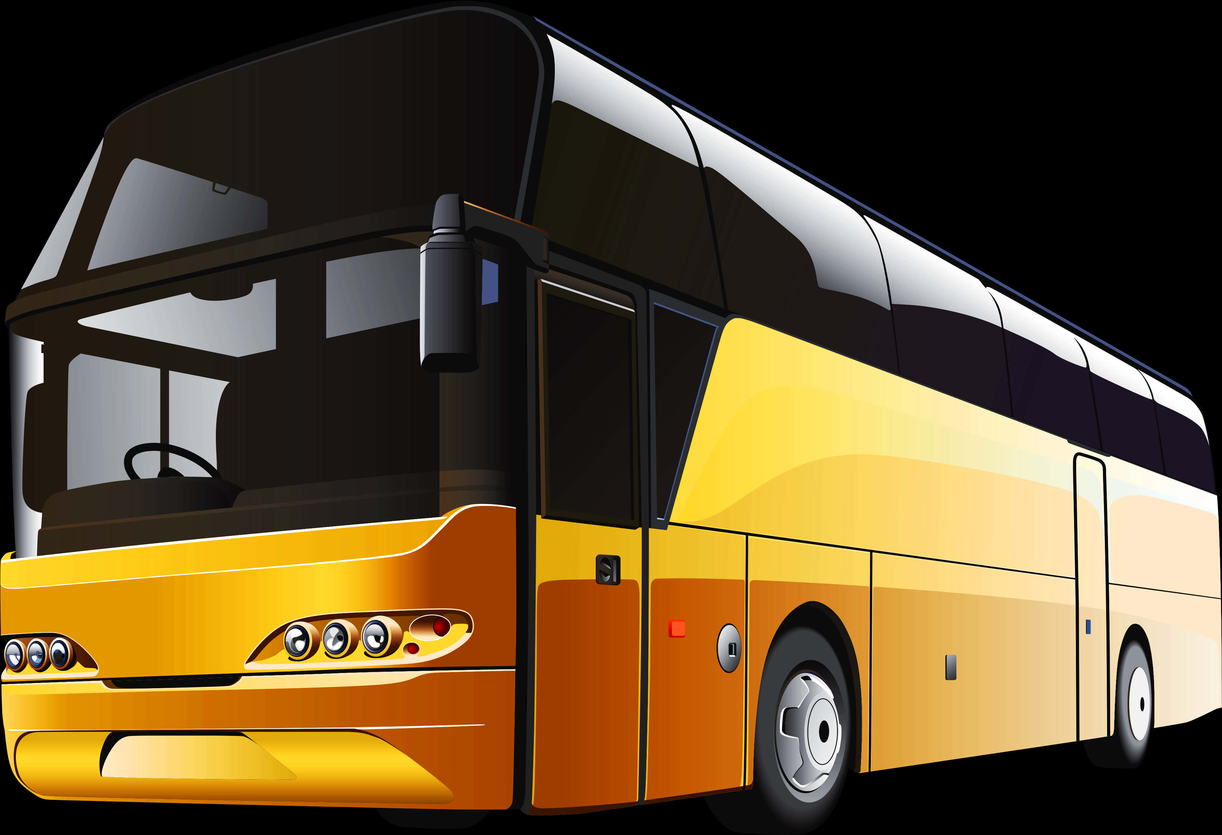 Modern Yellow Coach Bus PNG