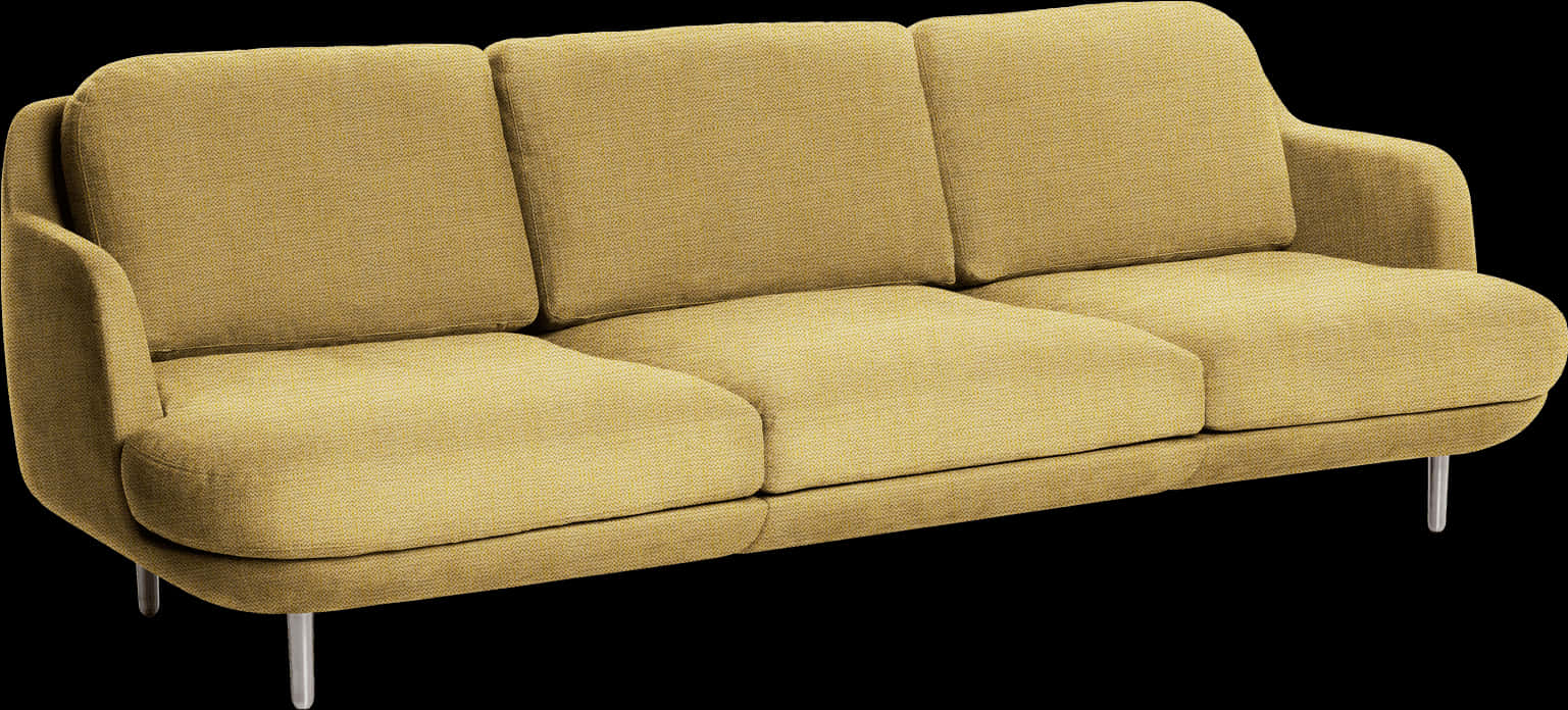 Modern Yellow Fabric Couch PNG