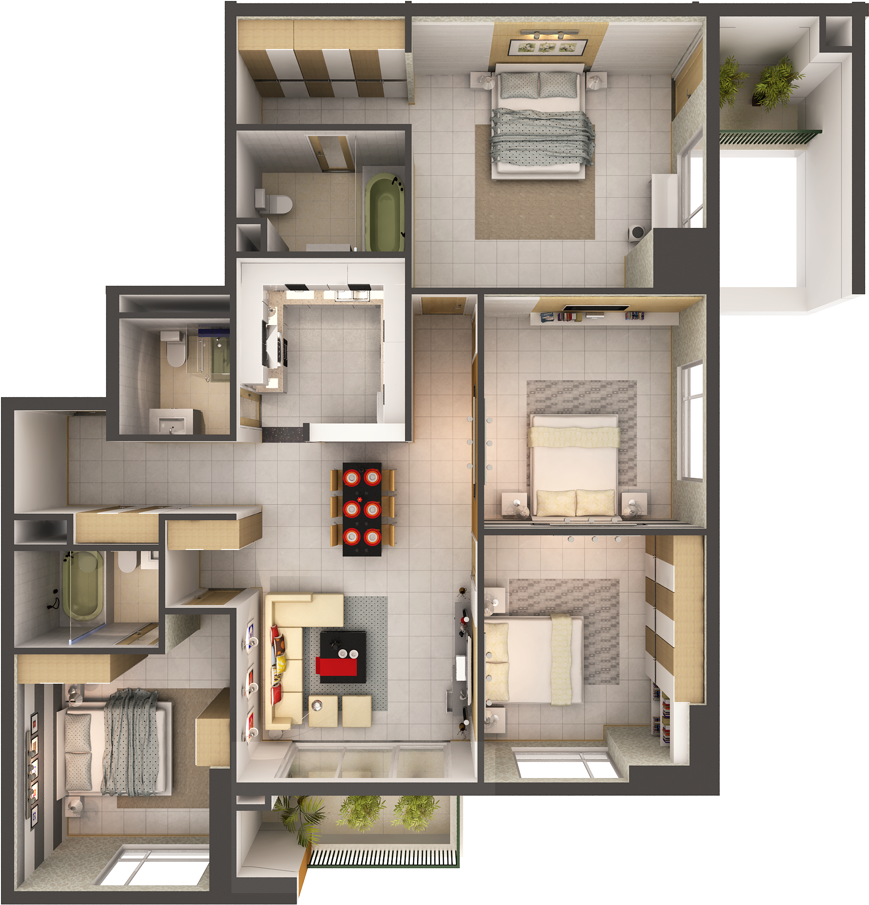 Modern3 D Apartment Floor Plan PNG