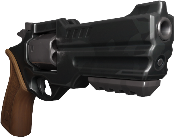 Modern_ Black_ Revolver_with_ Wooden_ Handle PNG