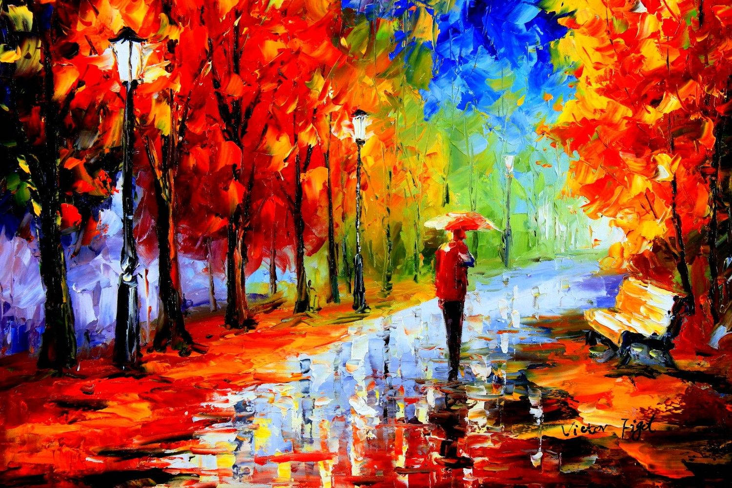 Leonid Afremov Regenschirm Hintergrundbild