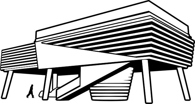 Modernist Architecture Sketch PNG