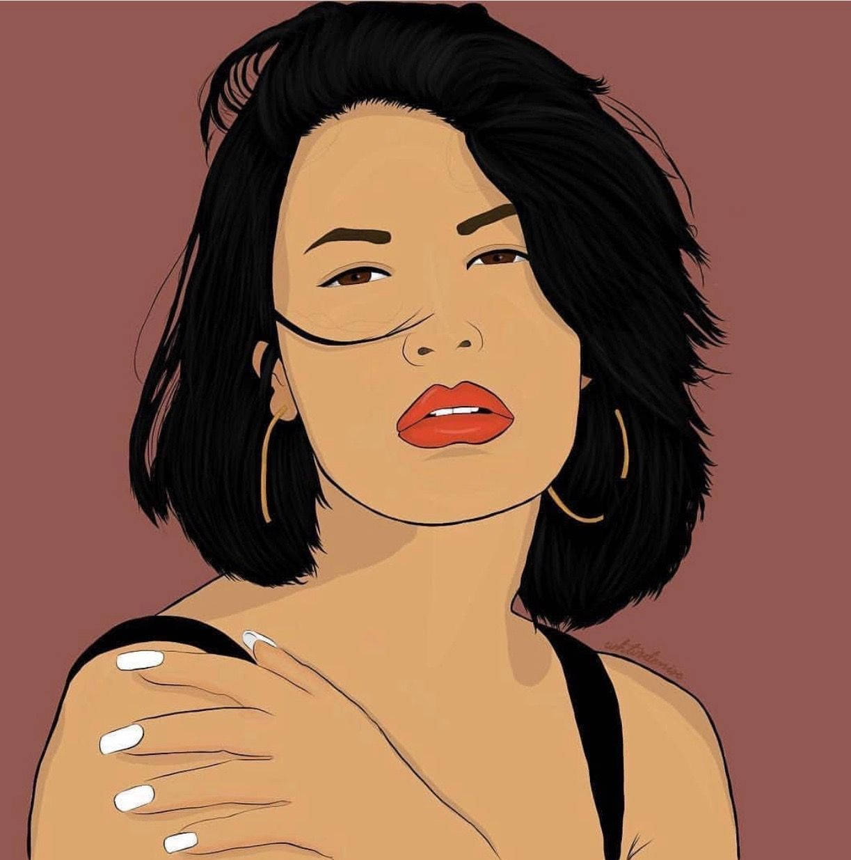 Modernized Selena Quintanilla Illustration Wallpaper