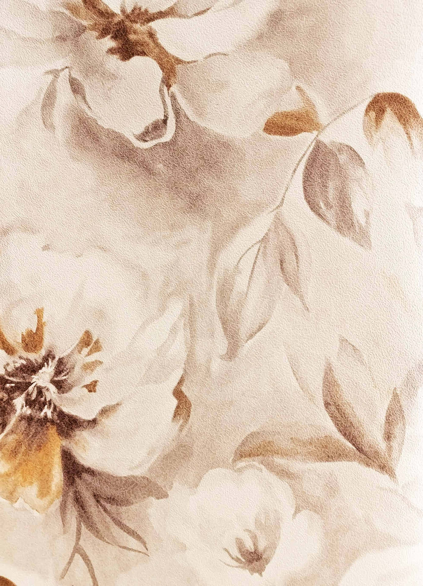 Unfondo De Pantalla Floral Blanco Y Marrón Fondo de pantalla