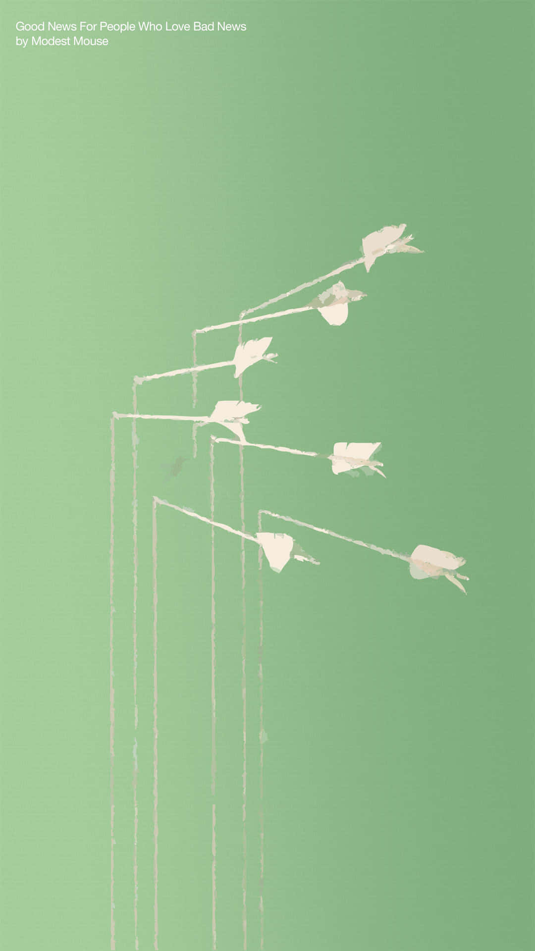 A Green Background With A White Bird On A Pole Wallpaper