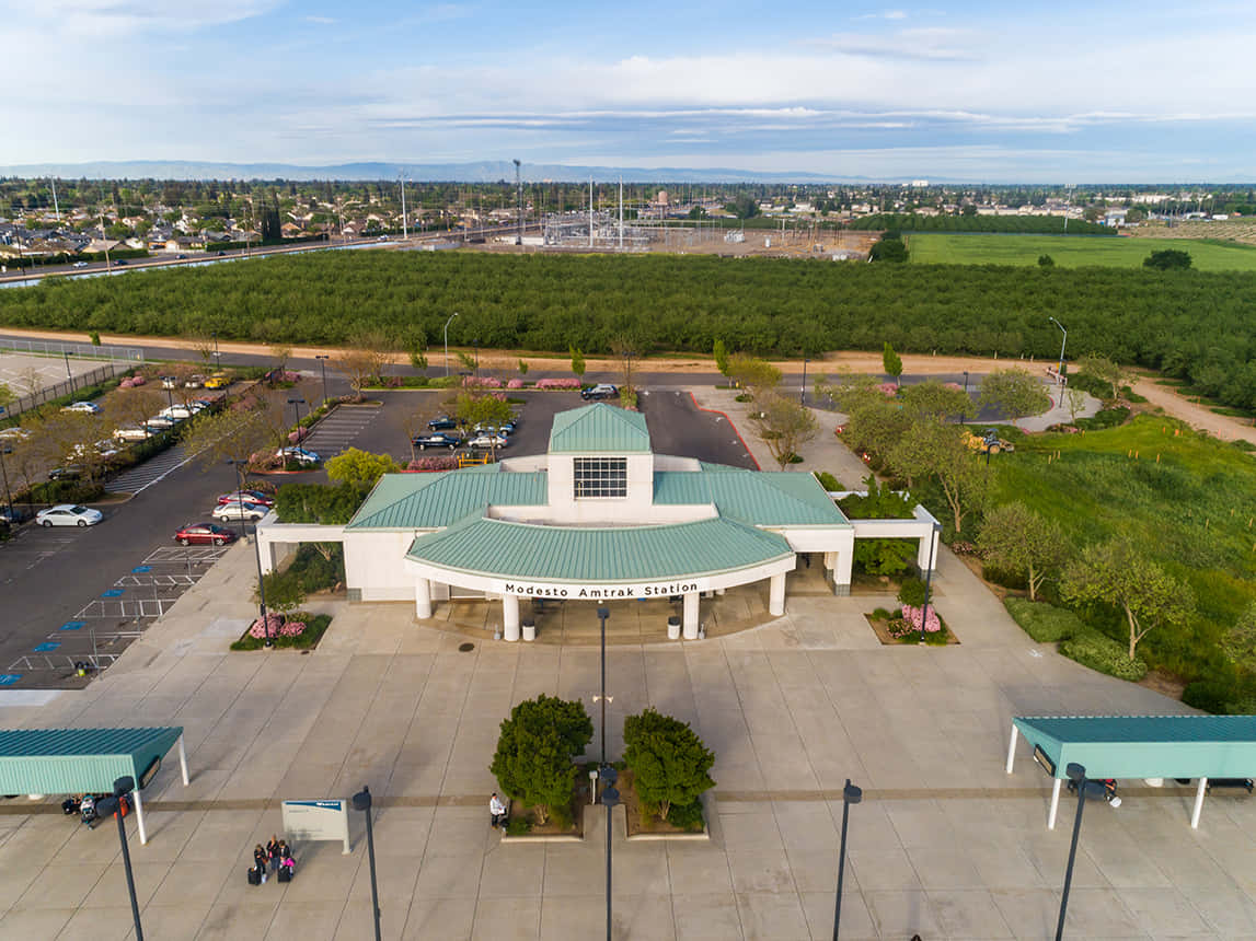 Modesto Amtrak Station Aerial View Wallpaper