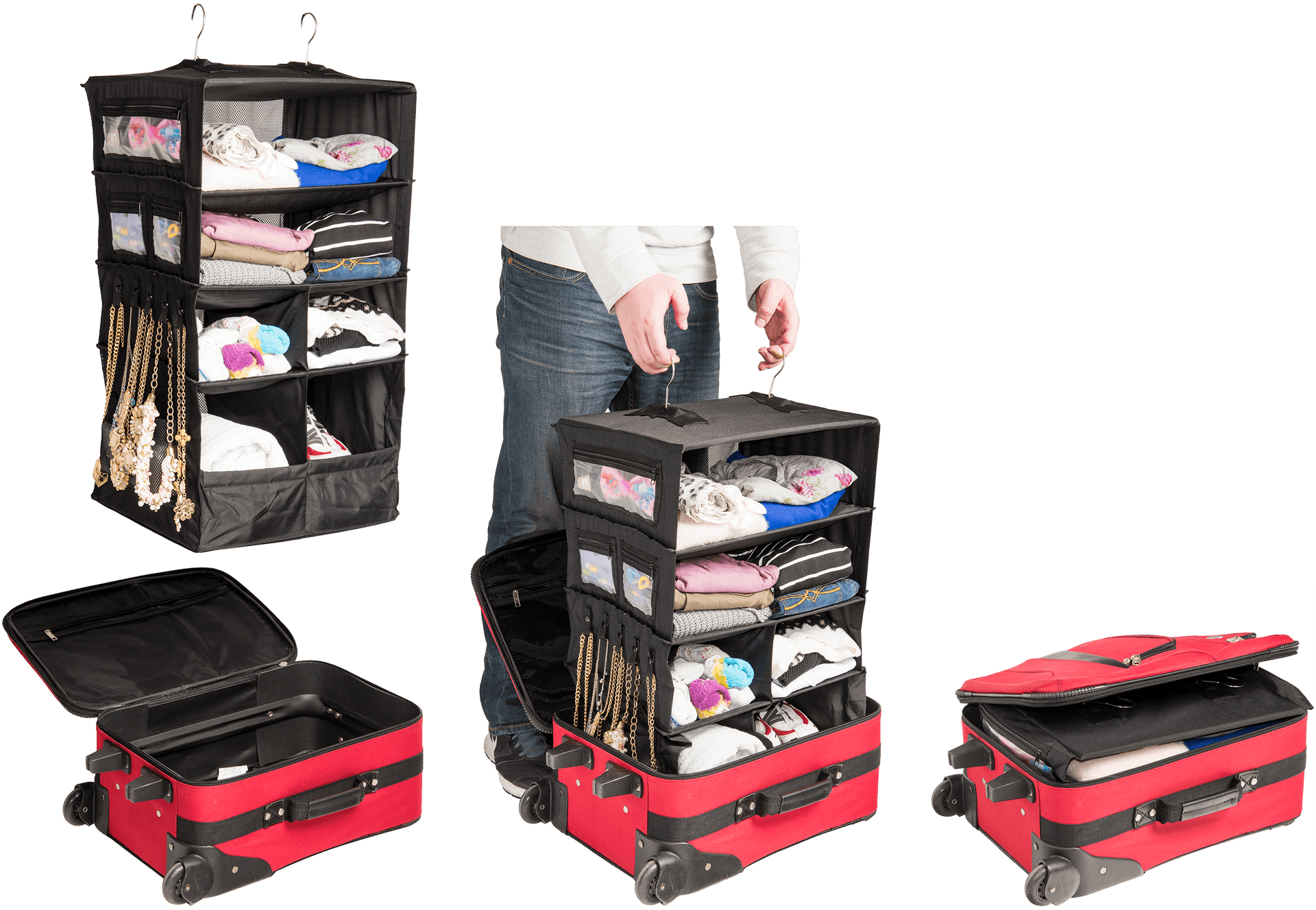 Modular Travel Suitcase Organizer Set PNG