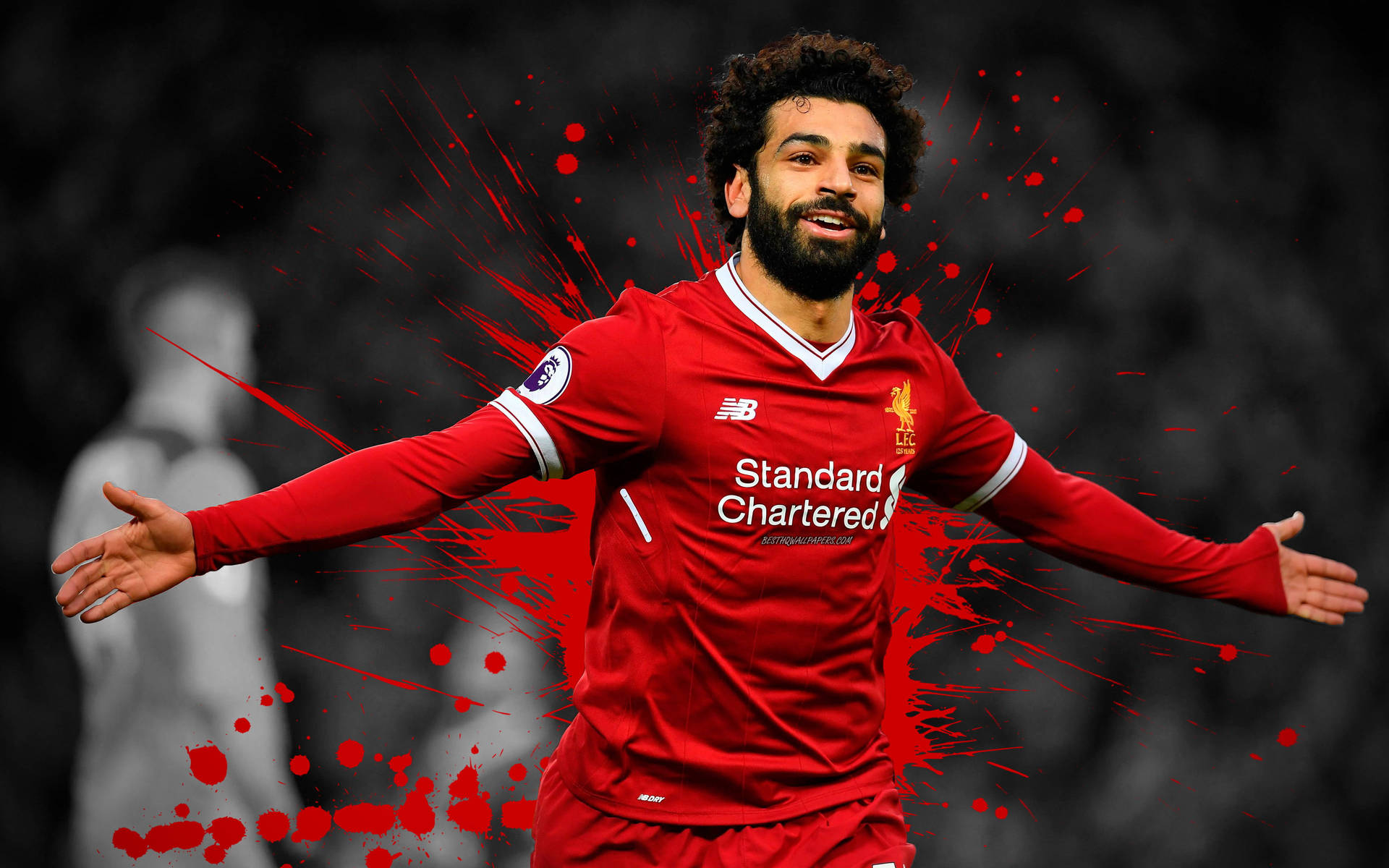 Mohamedcon Su Uniforme Rojo De Liverpool En 4k. Fondo de pantalla