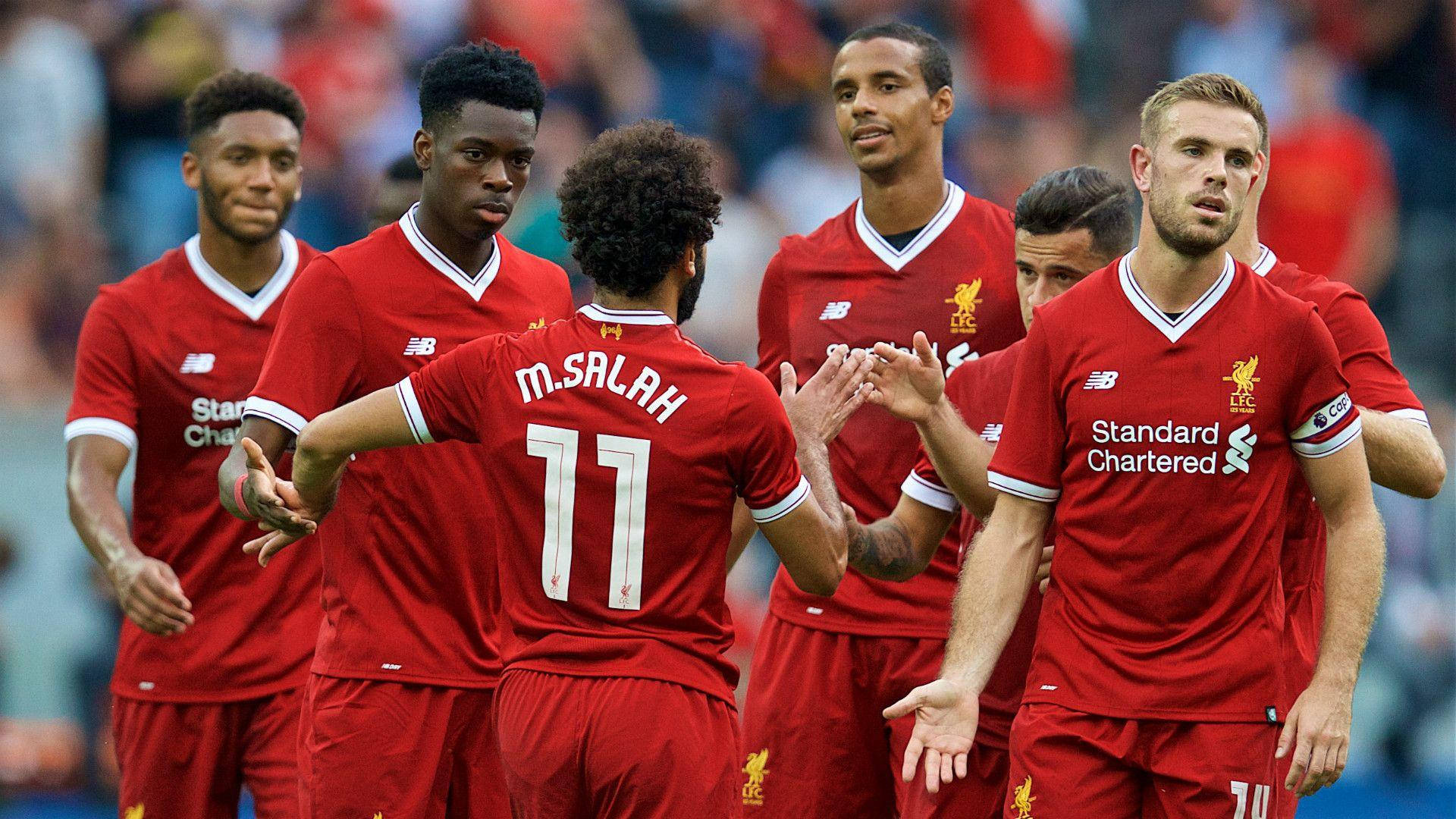 Mohamed Salah og Liverpool Team Tapet til pc Wallpaper